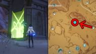 The first Shrine of Depth's location in the Sumeru desert (Image via HoYoverse)